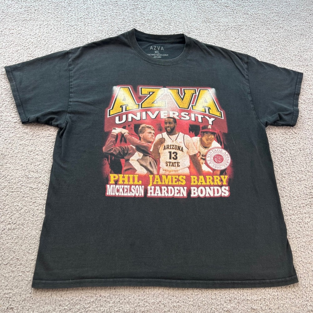 AZVA University ASU Sun Devils Legends T-Shirt XL Phil Jackson Mickelson Harden